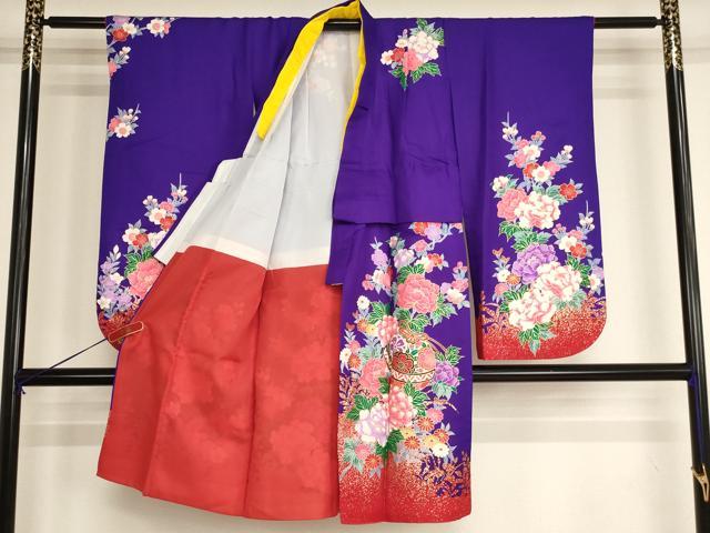 平和屋着物[]七五三 女の子 ５歳 祝着 長襦袢（単衣・半衿刺繍）セット 鈴花文 金彩 逸品 AABI2880ja