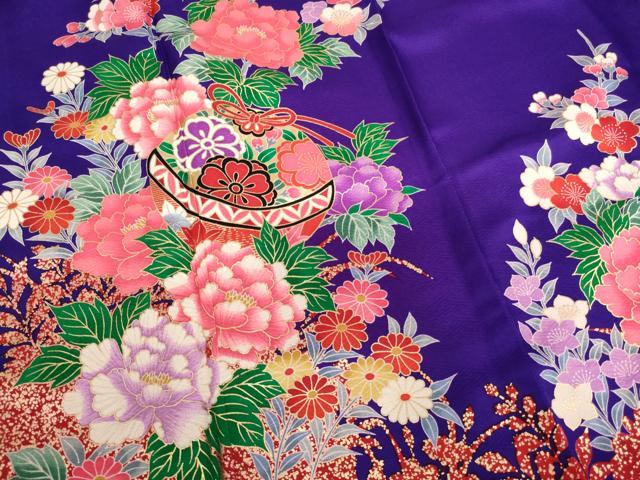 平和屋着物[]七五三 女の子 ５歳 祝着 長襦袢（単衣・半衿刺繍）セット 鈴花文 金彩 逸品 AABI2880ja