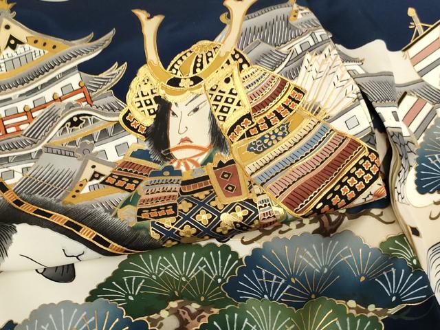 平和屋着物[]お宮参り 男の子 祝着 産着 初着 のしめ 駒刺繍 人物騎馬文 金彩 逸品 AABI2881ja