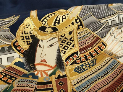 平和屋着物[]お宮参り 男の子 祝着 産着 初着 のしめ 駒刺繍 人物騎馬文 金彩 逸品 AABI2881ja