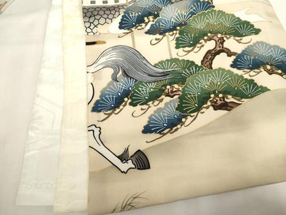 平和屋着物[]お宮参り 男の子 祝着 産着 初着 のしめ 駒刺繍 人物騎馬文 金彩 逸品 AABI2881ja