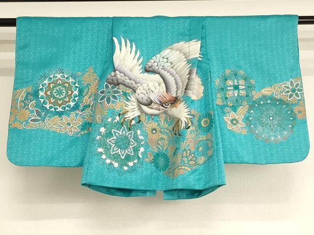 平和屋着物[]七五三 男の子 祝着・羽織・長襦袢・行灯袴セット 鷹 正倉院花文 金彩 AABI2883ja