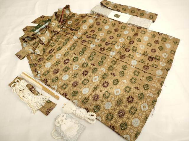 平和屋着物[]七五三　男の子　行灯袴・小物セット　蜀江花文　金糸　逸品　AABI2885ja