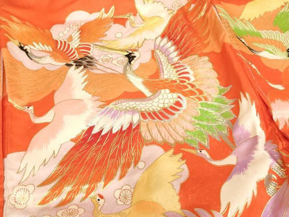 平和屋着物[]お宮参り 女の子 祝着 産着 初着 のしめ 刺繍 飛鶴文 金銀糸 金彩 逸品 未使用 AABI2888ja