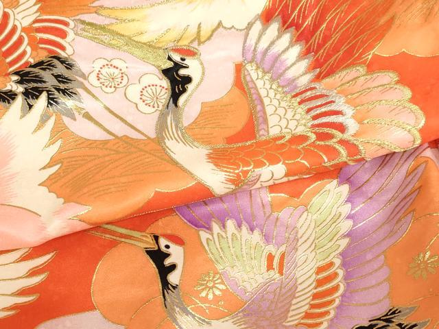 平和屋着物[]お宮参り 女の子 祝着 産着 初着 のしめ 刺繍 飛鶴文 金銀糸 金彩 逸品 未使用 AABI2888ja