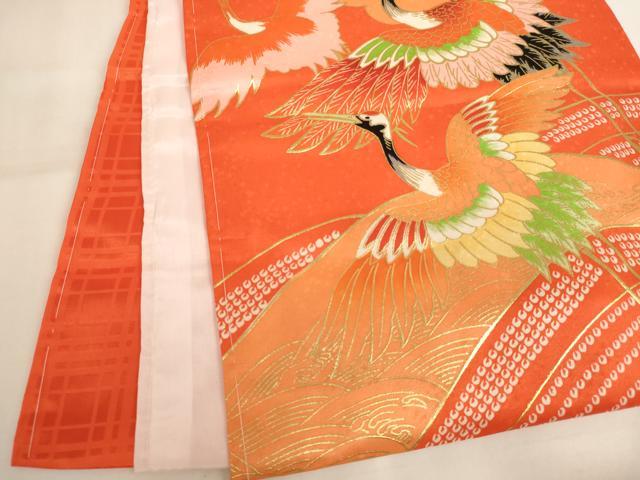 平和屋着物[]お宮参り 女の子 祝着 産着 初着 のしめ 刺繍 飛鶴文 金銀糸 金彩 逸品 未使用 AABI2888ja