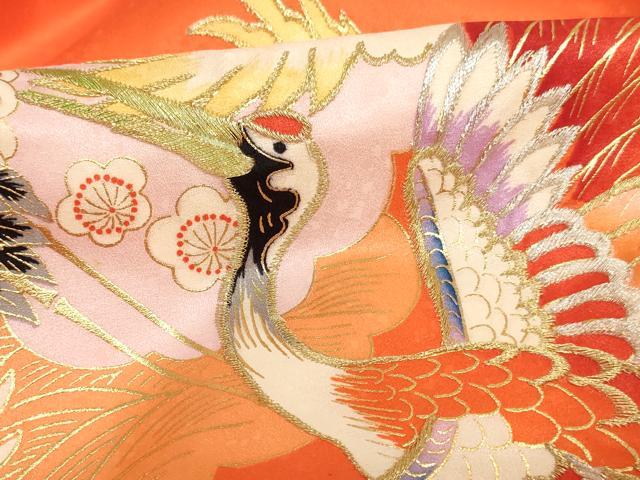 平和屋着物[]お宮参り　女の子　祝着　産着　初着　のしめ　刺繍　飛鶴文　金銀糸　金彩　逸品　AABI2889ja