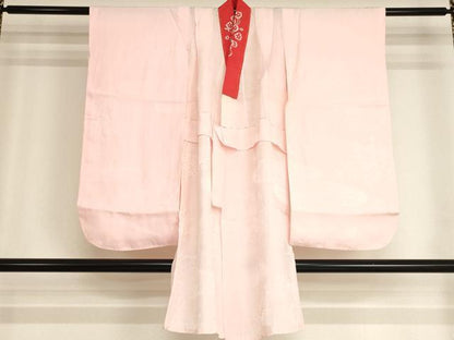 平和屋着物[]七五三　女の子　７歳　祝着　四つ身　長襦袢（無双仕立て・半衿刺繍）セット　駒刺繍　花鼓文　金彩　洗える着物　AABI2890ja