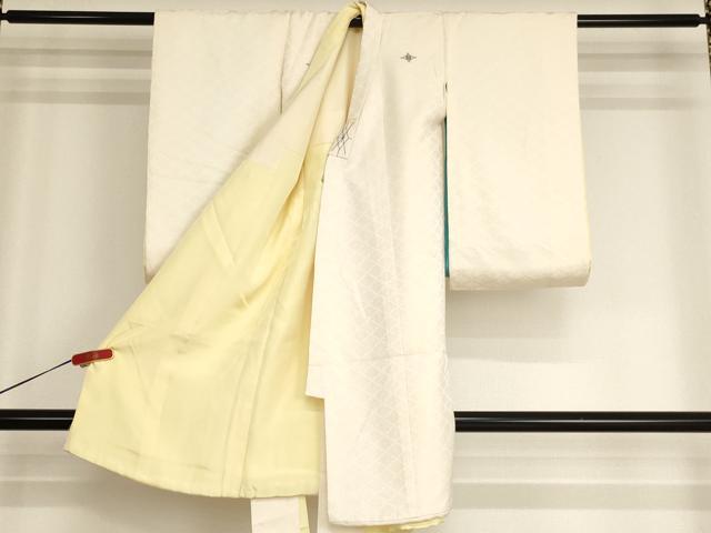 平和屋着物[]お宮参り　男の子　祝着　産着　初着　のしめ　花菱地紋　薄卵色　逸品　AABI2892ja