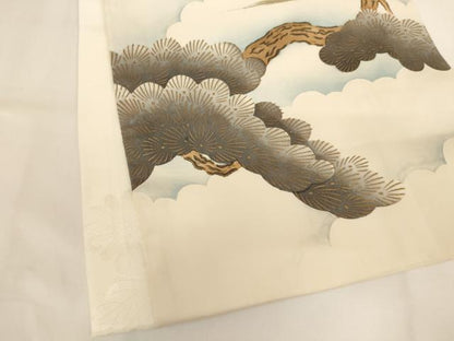 平和屋着物[]お宮参り　男の子　祝着　産着　初着　のしめ　刺繍　鷹　風景松文　暈し染め　金糸　金彩　逸品　AABI2894ja