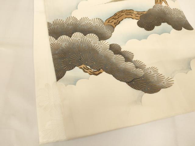 平和屋着物[]お宮参り　男の子　祝着　産着　初着　のしめ　刺繍　鷹　風景松文　暈し染め　金糸　金彩　逸品　AABI2894ja