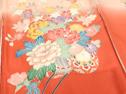 平和屋着物[]お宮参り　女の子　祝着　産着　初着　のしめ　花車文　童子　暈し染め　金彩　逸品　AABI2895ja