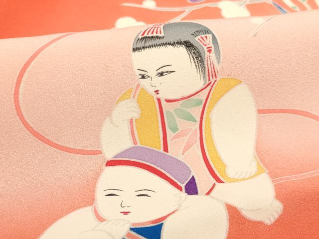 平和屋着物[]お宮参り　女の子　祝着　産着　初着　のしめ　花車文　童子　暈し染め　金彩　逸品　AABI2895ja