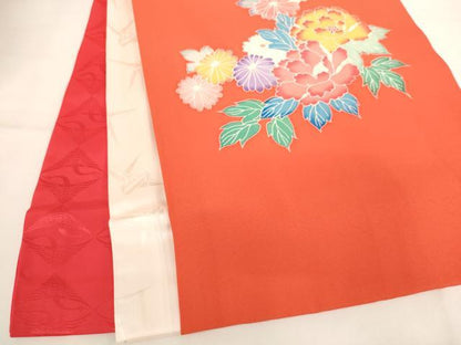 平和屋着物[]お宮参り　女の子　祝着　産着　初着　のしめ　花車文　童子　暈し染め　金彩　逸品　AABI2895ja