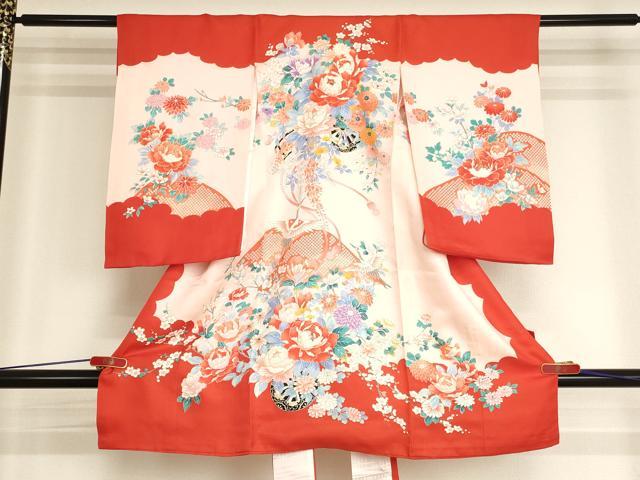 平和屋着物[]お宮参り　女の子　祝着　産着　初着　のしめ　花車文　金彩　逸品　AABI2896ja