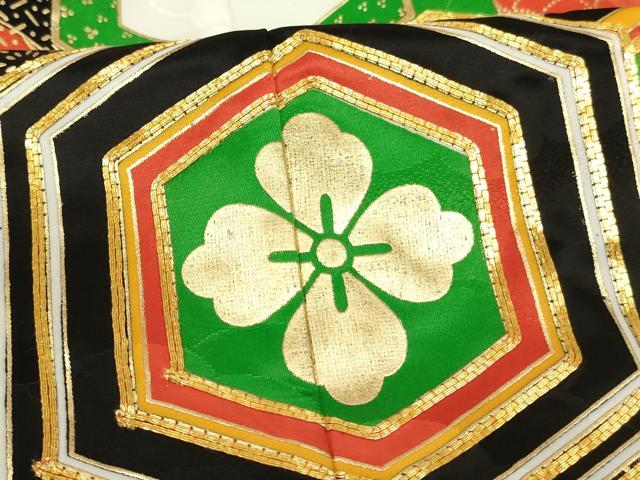 平和屋着物[]七五三　女の子　７歳　祝着　四つ身　駒刺繍　亀甲花文　金彩　洗える着物　AABI2905ja