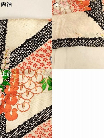 平和屋着物∵女の子　十三参り　子供　祝着　藤花房文　金彩　逸品　AABI2906ja