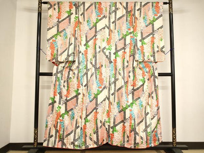 平和屋着物∵女の子　十三参り　子供　祝着　藤花房文　金彩　逸品　AABI2906ja