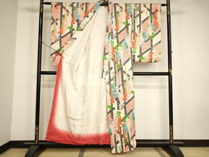 平和屋着物∵女の子　十三参り　子供　祝着　藤花房文　金彩　逸品　AABI2906ja