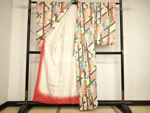 平和屋着物∵女の子　十三参り　子供　祝着　藤花房文　金彩　逸品　AABI2906ja