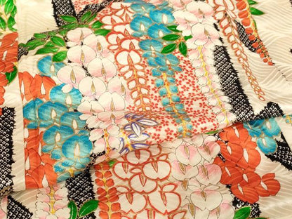 平和屋着物∵女の子　十三参り　子供　祝着　藤花房文　金彩　逸品　AABI2906ja