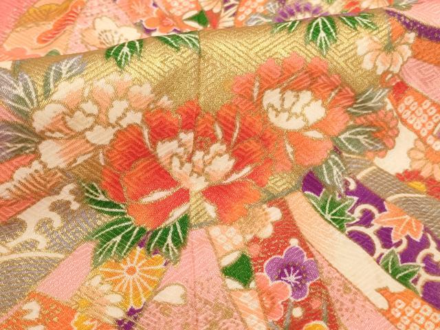平和屋着物[]七五三　女の子　３歳　祝着　三つ身　束ね熨斗花丸文　暈し染め　金彩　AABI2908ja