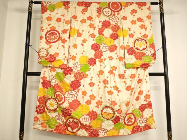 平和屋着物∵女の子　十三参り　子供　祝着　駒刺繍　花丸文　牡丹　金彩　逸品　AABI2913ja