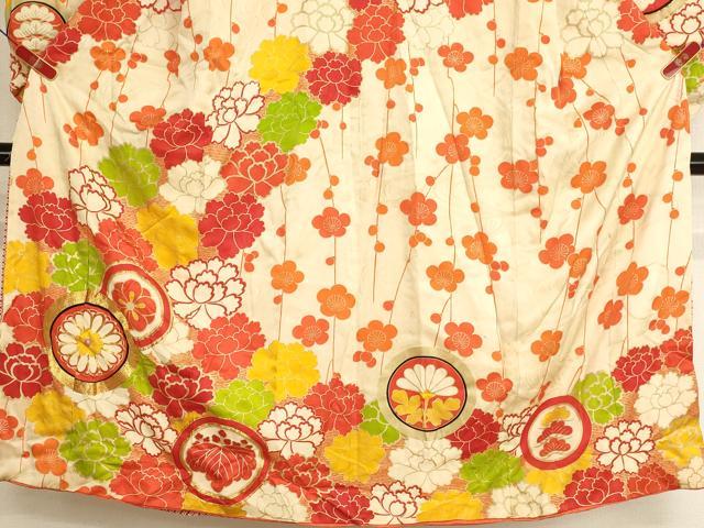 平和屋着物∵女の子　十三参り　子供　祝着　駒刺繍　花丸文　牡丹　金彩　逸品　AABI2913ja