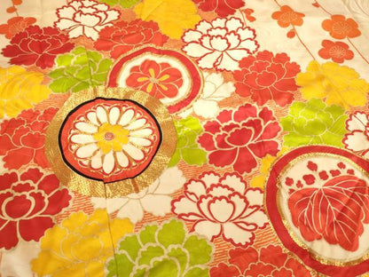 平和屋着物∵女の子　十三参り　子供　祝着　駒刺繍　花丸文　牡丹　金彩　逸品　AABI2913ja