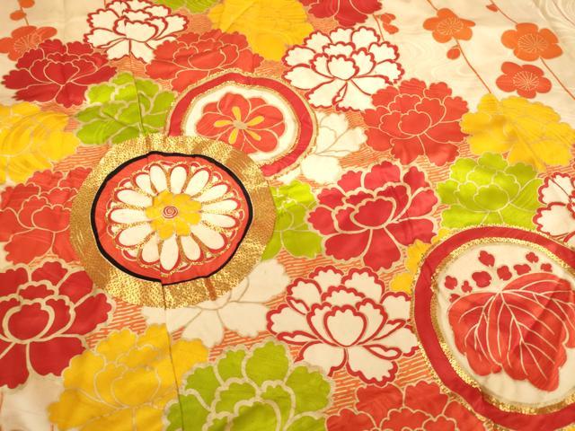 平和屋着物∵女の子　十三参り　子供　祝着　駒刺繍　花丸文　牡丹　金彩　逸品　AABI2913ja