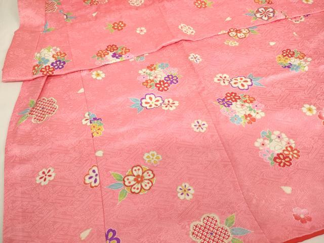 平和屋本店[]七五三　女の子　３歳　祝着　三つ身　長襦袢（単衣・半衿刺繍）・被布・小物セット　花丸文　金彩　箱付き　逸品　AABI2917ja