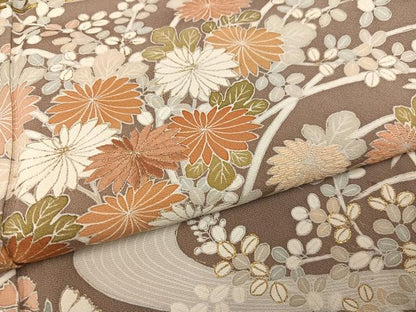平和屋着物●訪問着　友禅　刺繍　草花文　金彩　正絹　逸品　AABI2961ph