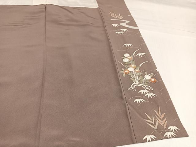 平和屋着物●訪問着　友禅　刺繍　草花文　金彩　正絹　逸品　AABI2961ph