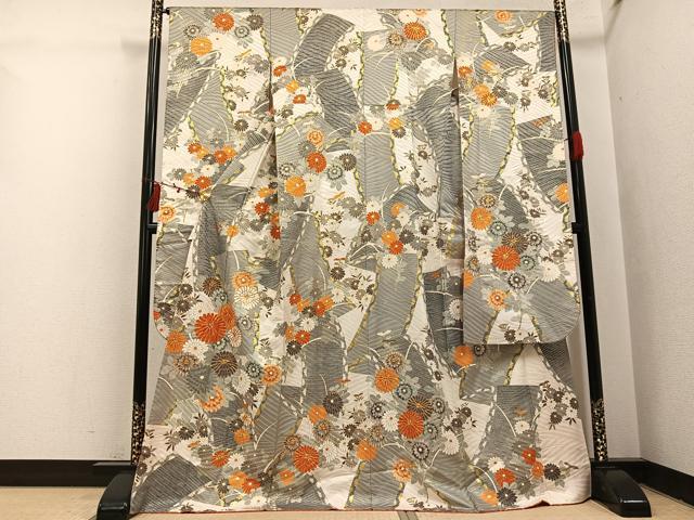 平和屋着物●豪華振袖　駒刺繍　花尽くし　金彩　正絹　逸品　AABI2963ph
