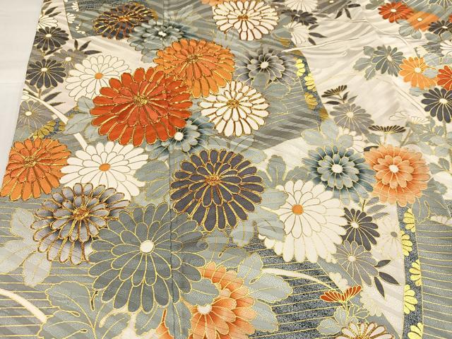 平和屋着物●豪華振袖　駒刺繍　花尽くし　金彩　正絹　逸品　AABI2963ph
