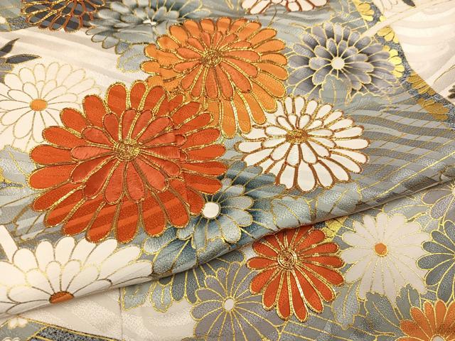 平和屋着物●豪華振袖　駒刺繍　花尽くし　金彩　正絹　逸品　AABI2963ph