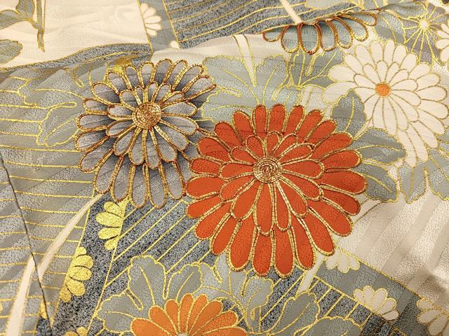 平和屋着物●豪華振袖　駒刺繍　花尽くし　金彩　正絹　逸品　AABI2963ph