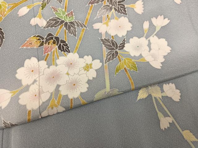 平和屋着物●京加賀友禅　百貫石峰 　訪問着　友禅　作家物　枝垂れ桜　正絹　逸品　AABI2964ph