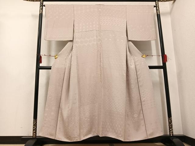 平和屋着物●上質な色無地　花唐草地紋　枯色　正絹　逸品　AABI2965ph