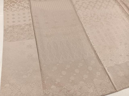 平和屋着物●上質な色無地　花唐草地紋　枯色　正絹　逸品　AABI2965ph