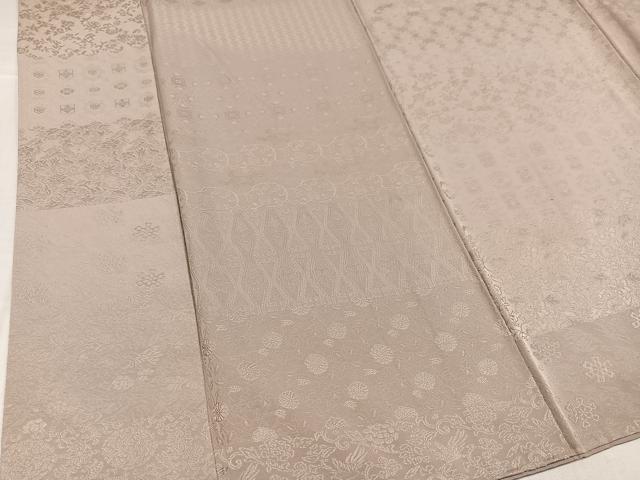 平和屋着物●上質な色無地　花唐草地紋　枯色　正絹　逸品　AABI2965ph