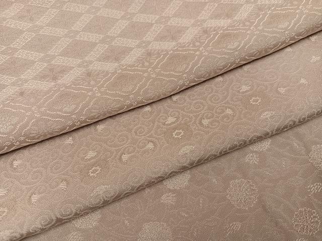 平和屋着物●上質な色無地　花唐草地紋　枯色　正絹　逸品　AABI2965ph