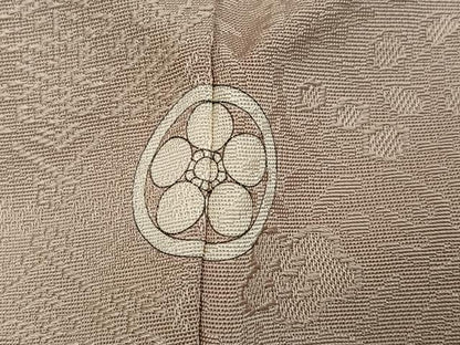 平和屋着物●上質な色無地　花唐草地紋　枯色　正絹　逸品　AABI2965ph