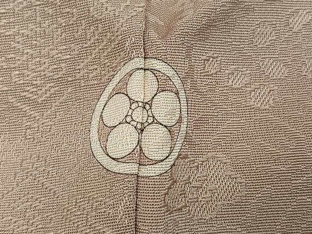 平和屋着物●上質な色無地　花唐草地紋　枯色　正絹　逸品　AABI2965ph