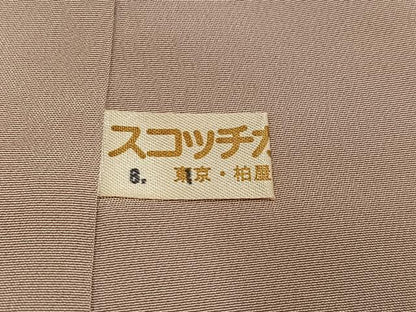 平和屋着物●上質な色無地　花唐草地紋　枯色　正絹　逸品　AABI2965ph