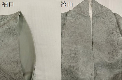 平和屋着物●上質な色無地　草花地紋　蕎麦切色　正絹　逸品　AABI2968ph