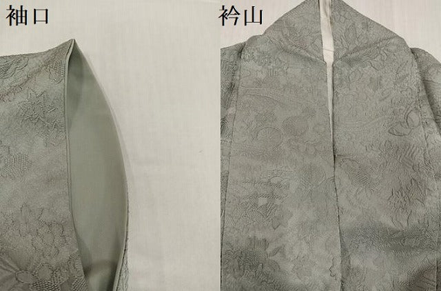 平和屋着物●上質な色無地　草花地紋　蕎麦切色　正絹　逸品　AABI2968ph