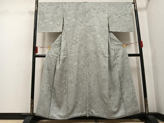 平和屋着物●上質な色無地　草花地紋　蕎麦切色　正絹　逸品　AABI2968ph