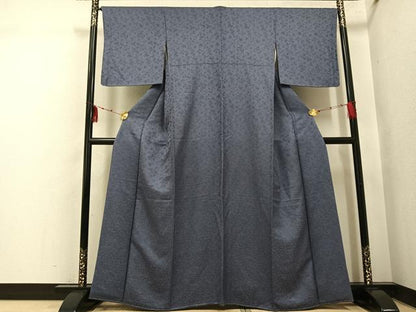平和屋着物●上質な色無地　草花地紋　紫鼠色　正絹　逸品　未使用　AABI2971ph