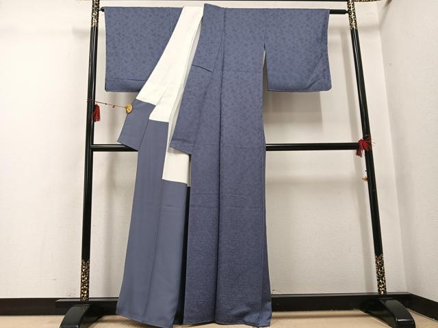 平和屋着物●上質な色無地　草花地紋　紫鼠色　正絹　逸品　未使用　AABI2971ph